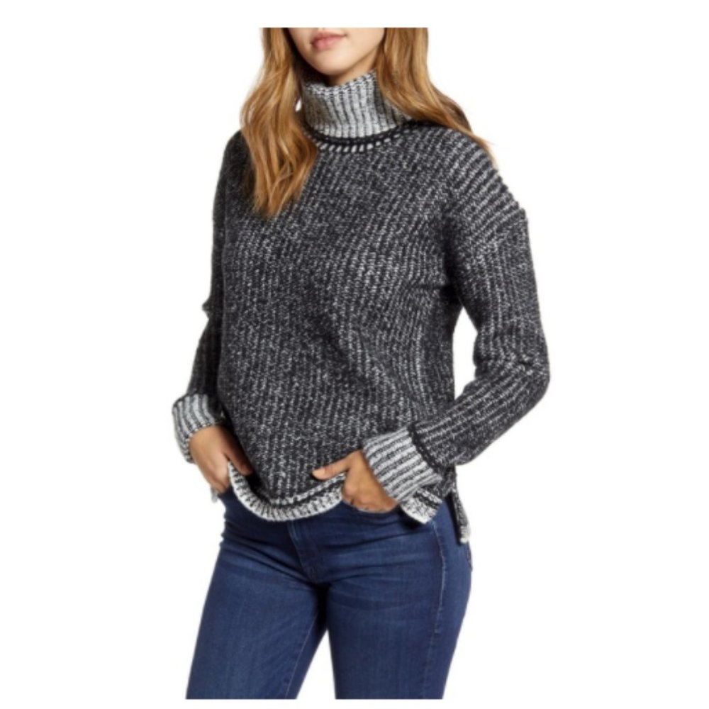 Caslon Black Knit Turtleneck Sweater